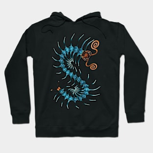 Orange and Blue Centipede Art Hoodie